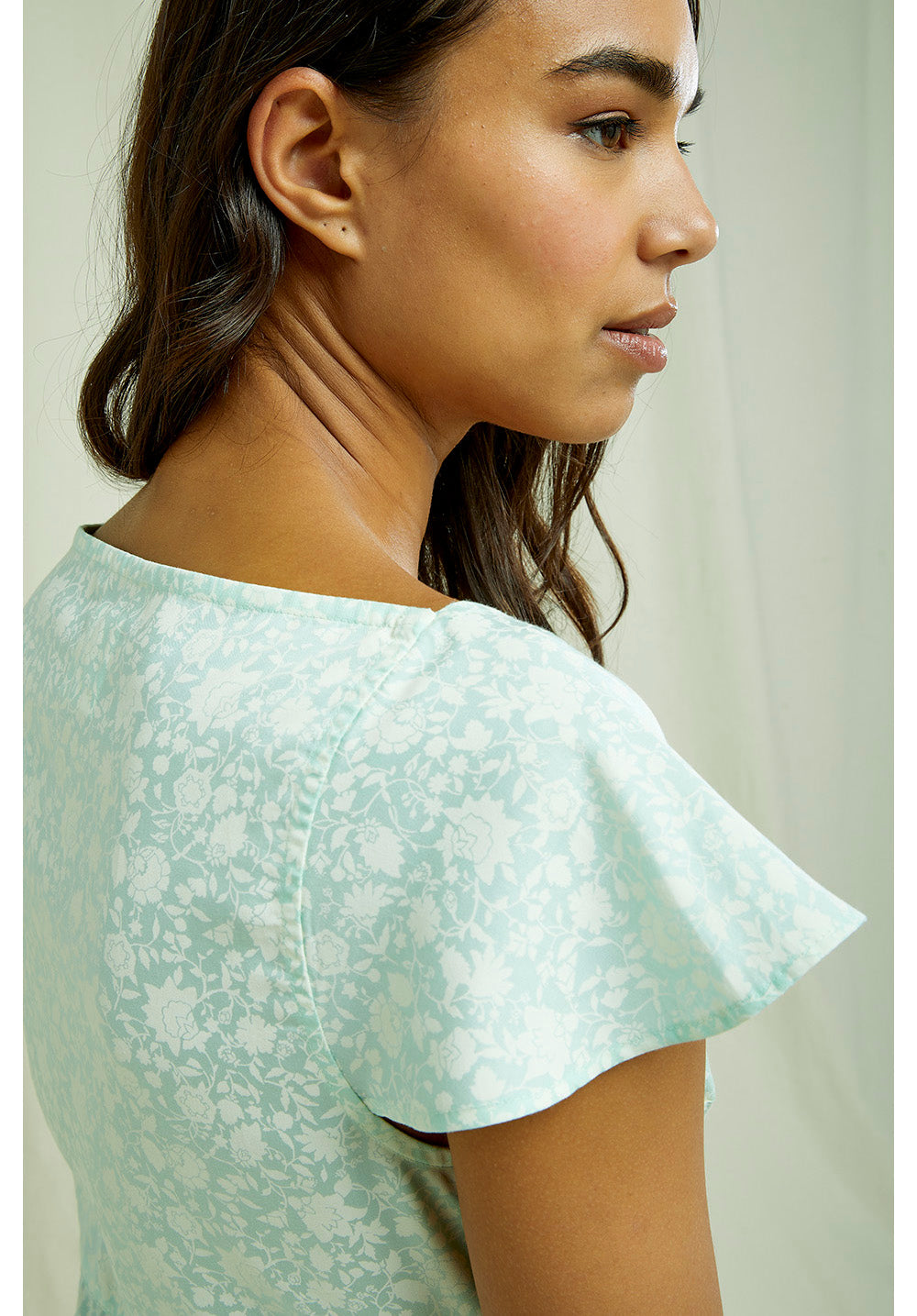 Robe longue vert menthe fleurie en tencel - Pippa
