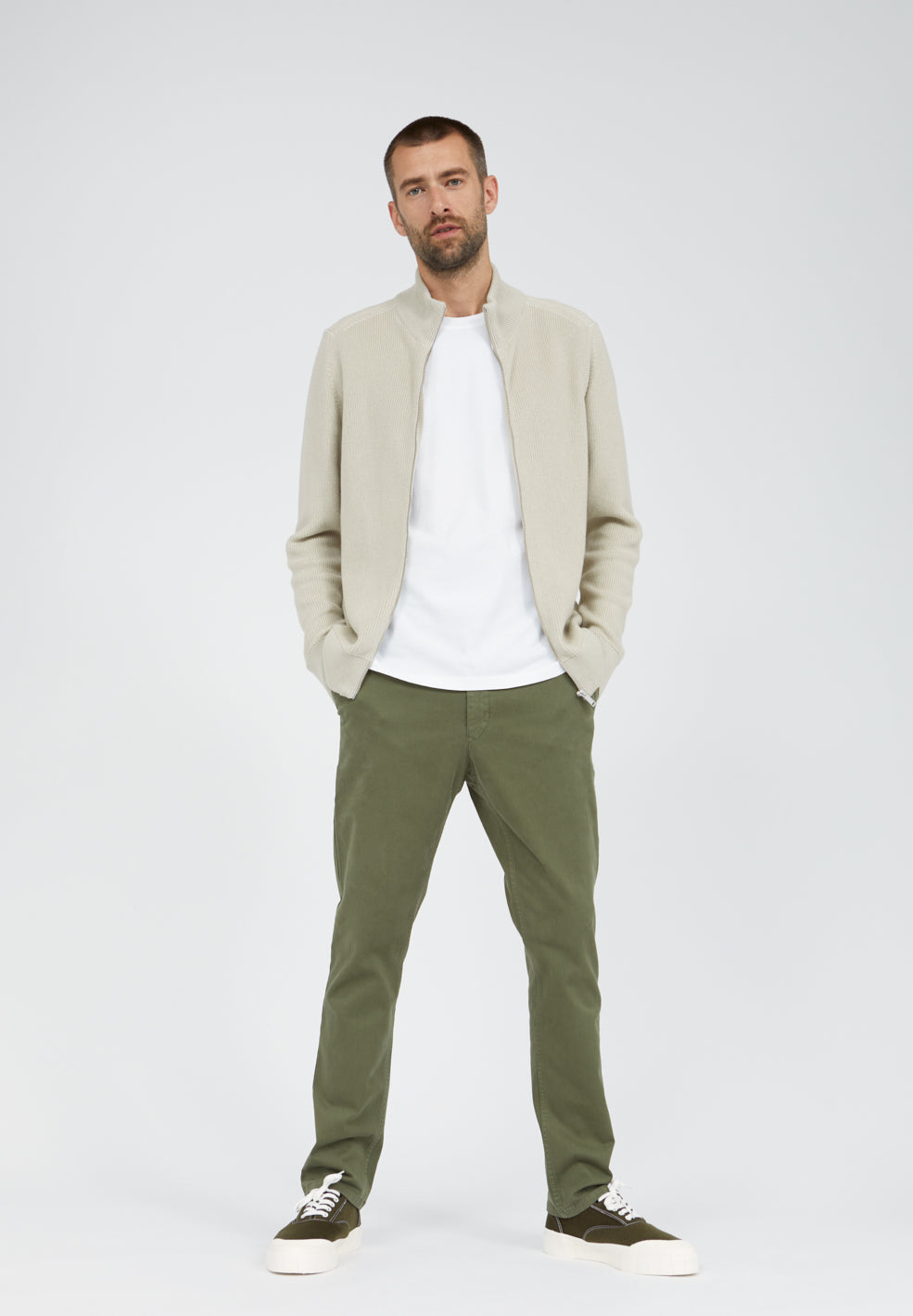 Gilet zippé beige en coton bio - Plaata