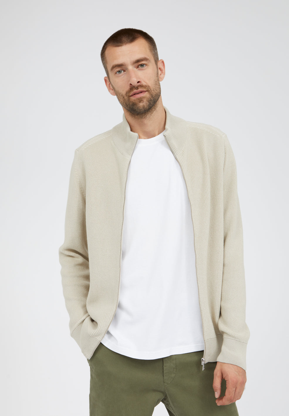 Gilet zippé beige en coton bio - Plaata