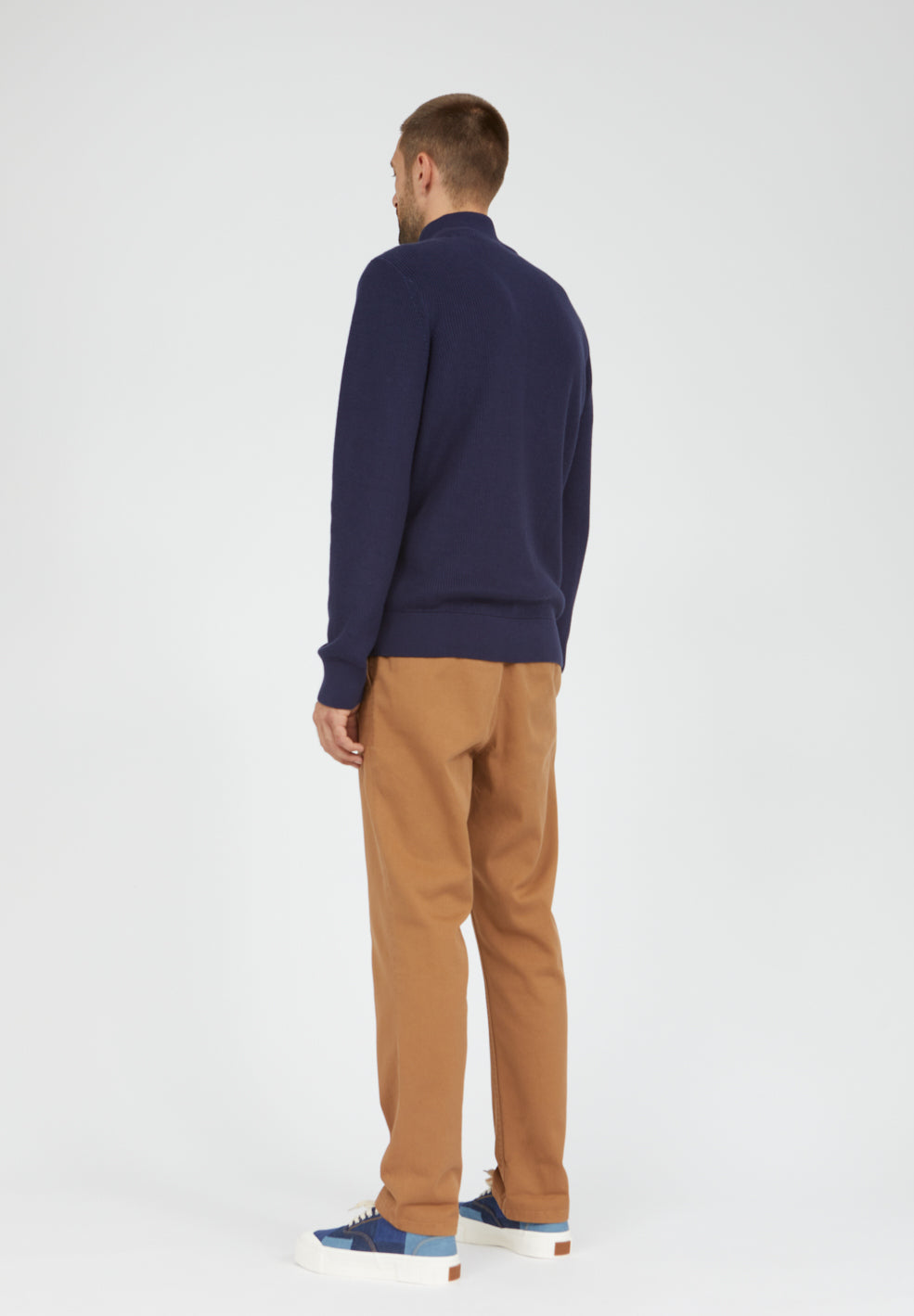 Gilet zippé marine en coton bio - Plaata