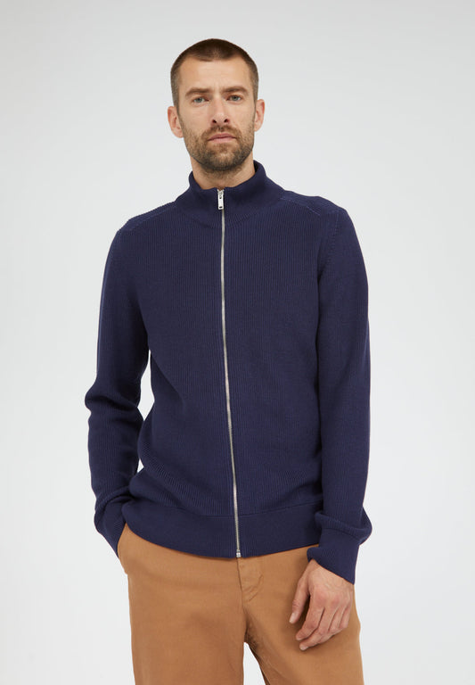 Gilet zippé marine en coton bio - Plaata