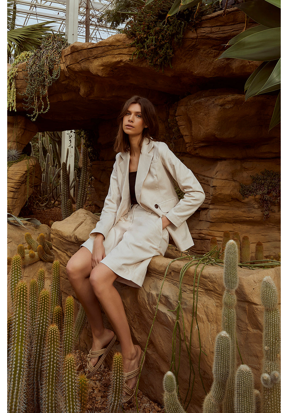 Short long beige en coton bio - Polly