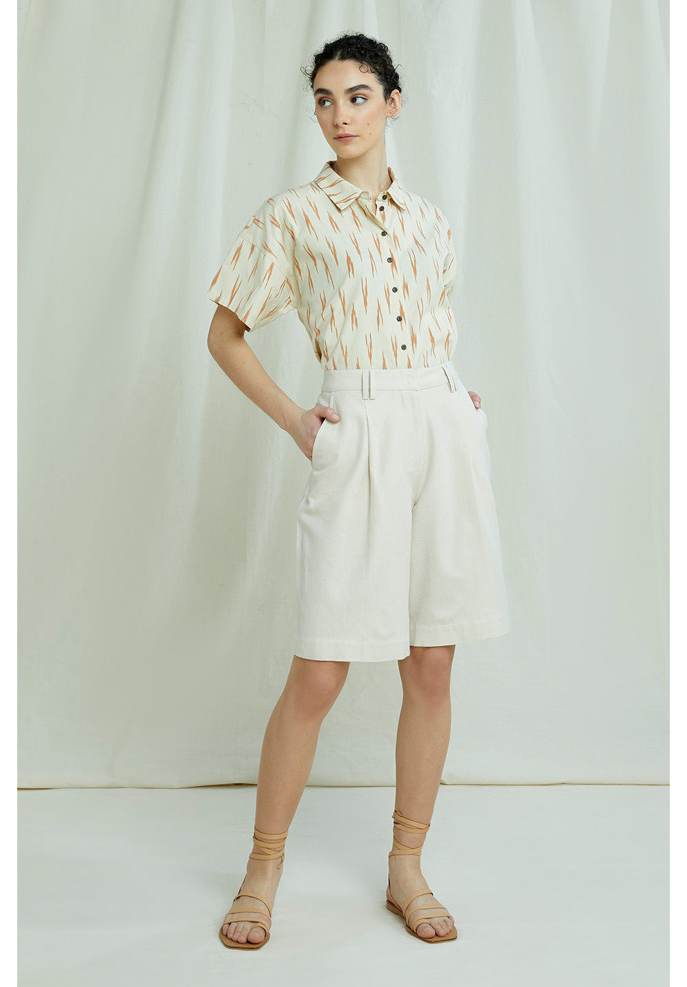 Short long beige en coton bio - Polly