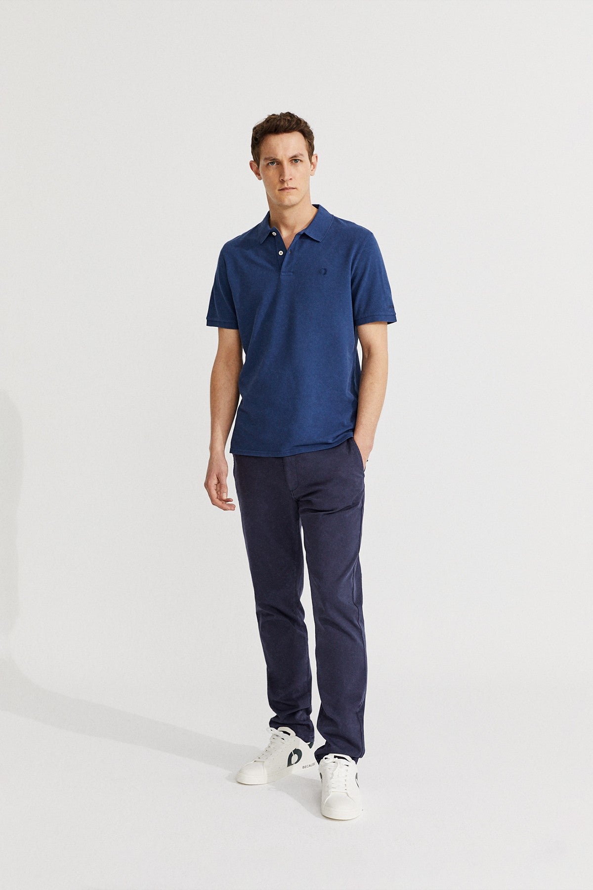 Polo piqué marine en coton bio - Ted regular