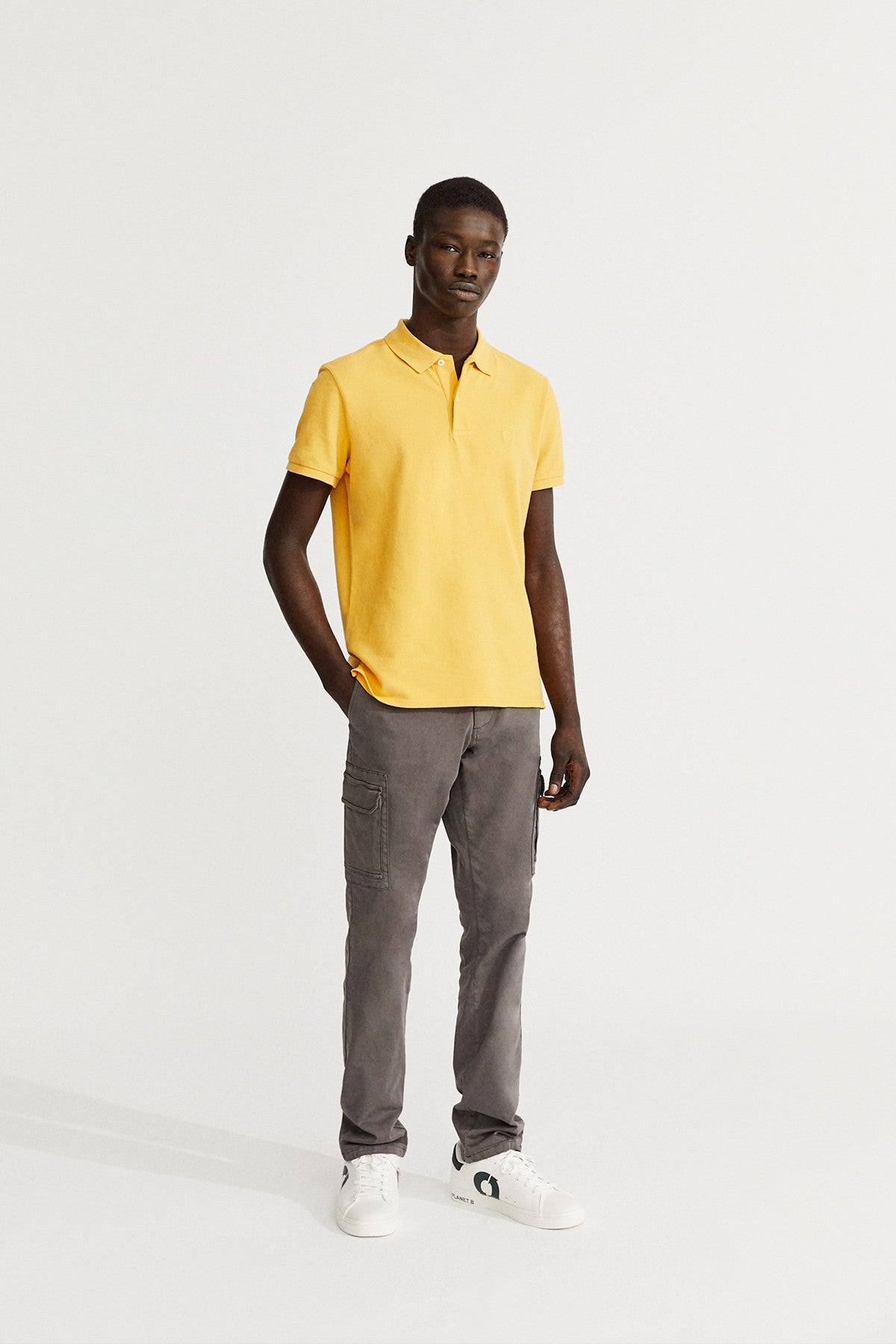 Polo slim piqué moutarde en coton bio - Ted slim
