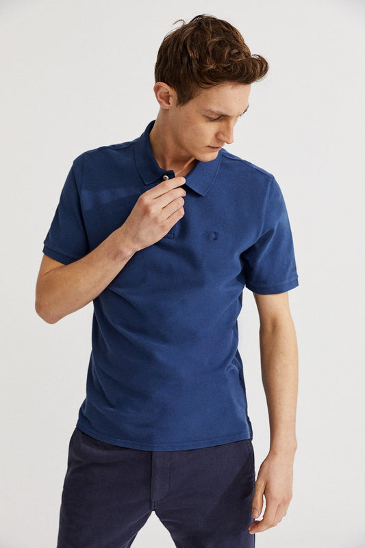 Polo piqué marine en coton bio - Ted regular