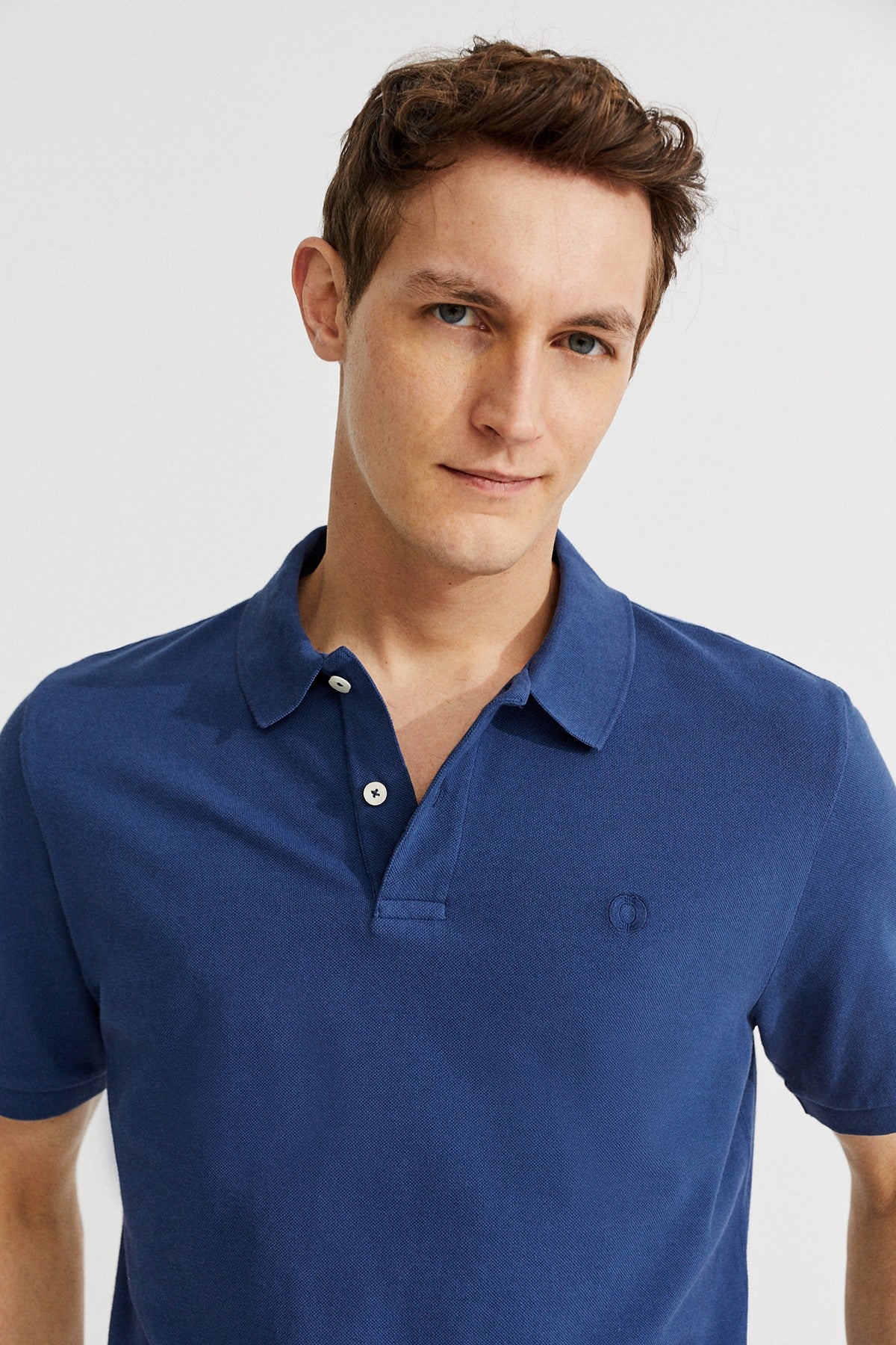Polo piqué marine en coton bio - Ted regular