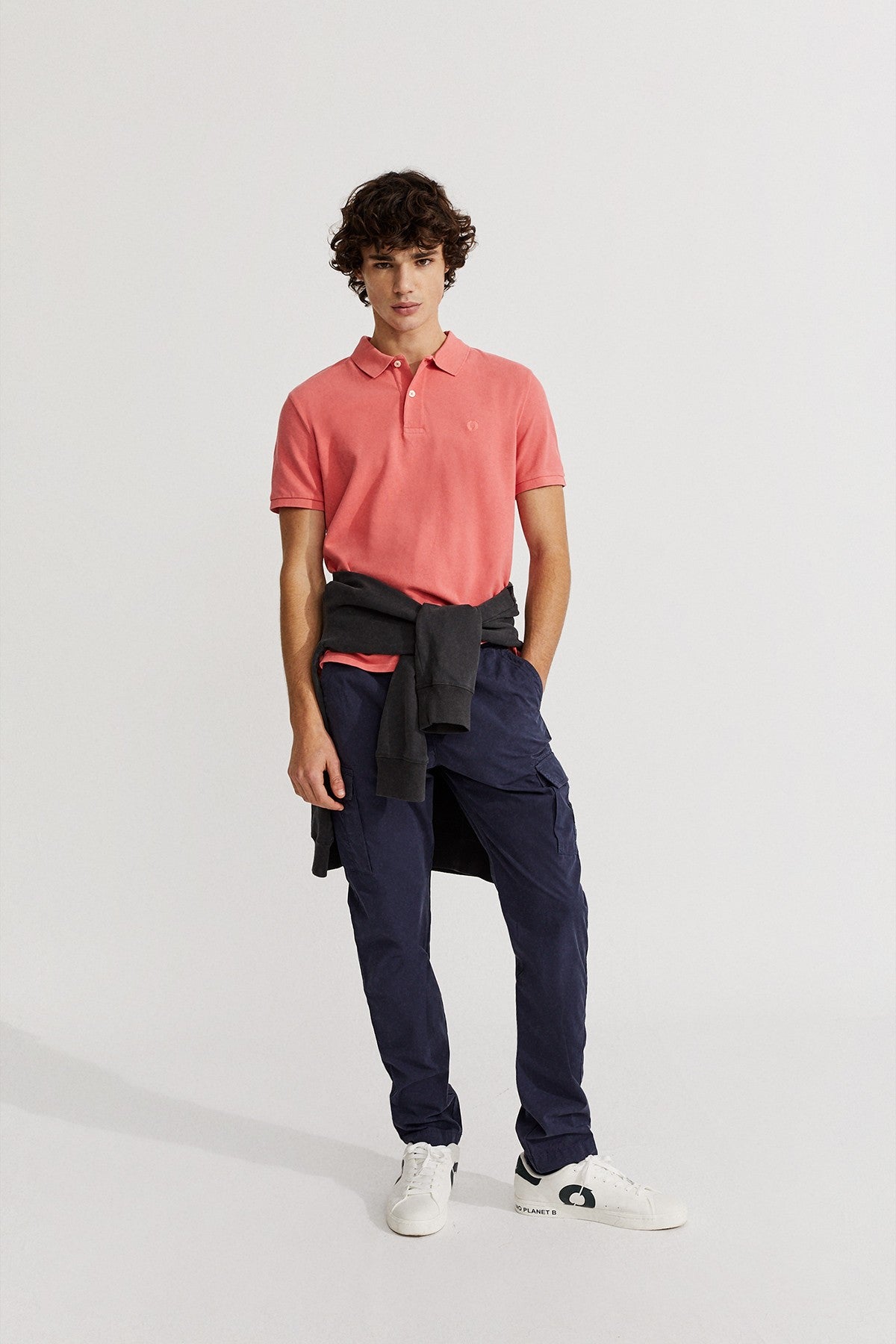 Polo slim piqué corail en coton bio et recyclé - Ted slim