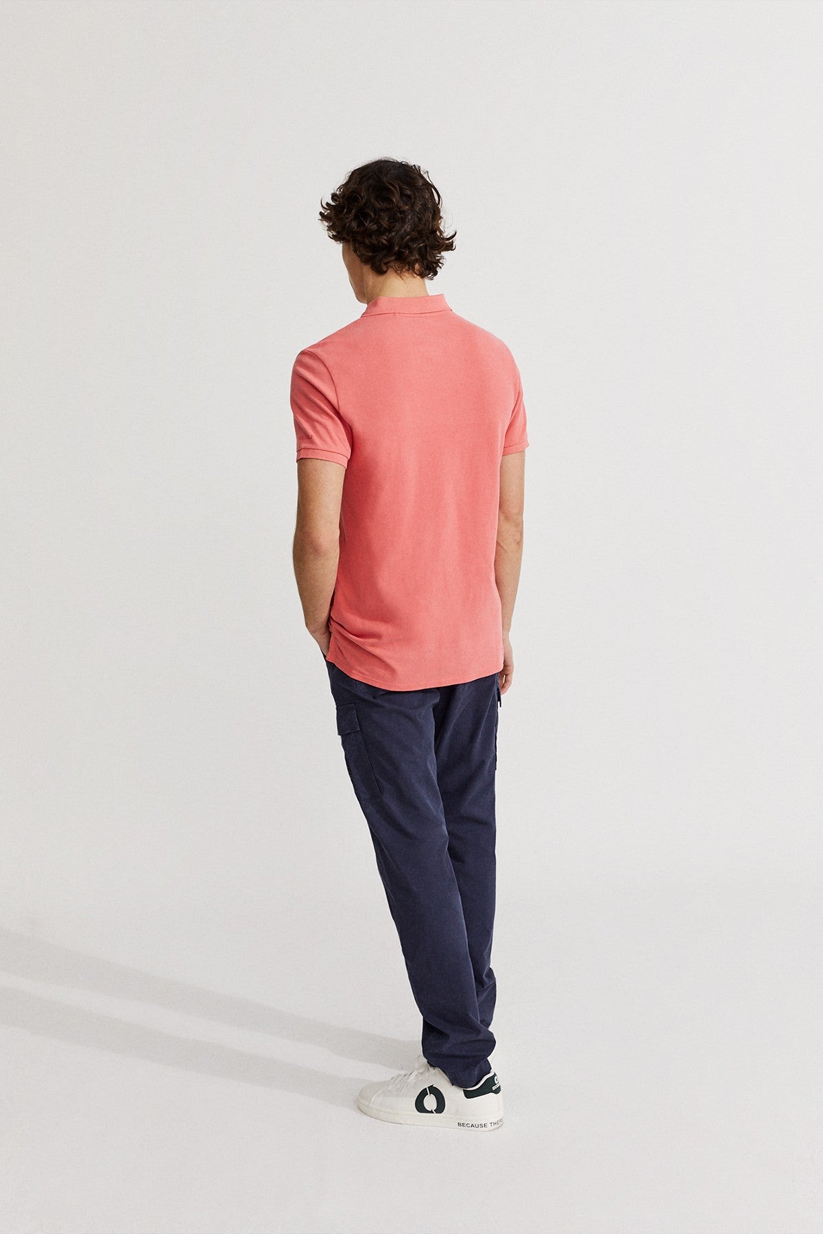 Polo slim piqué corail en coton bio et recyclé - Ted slim