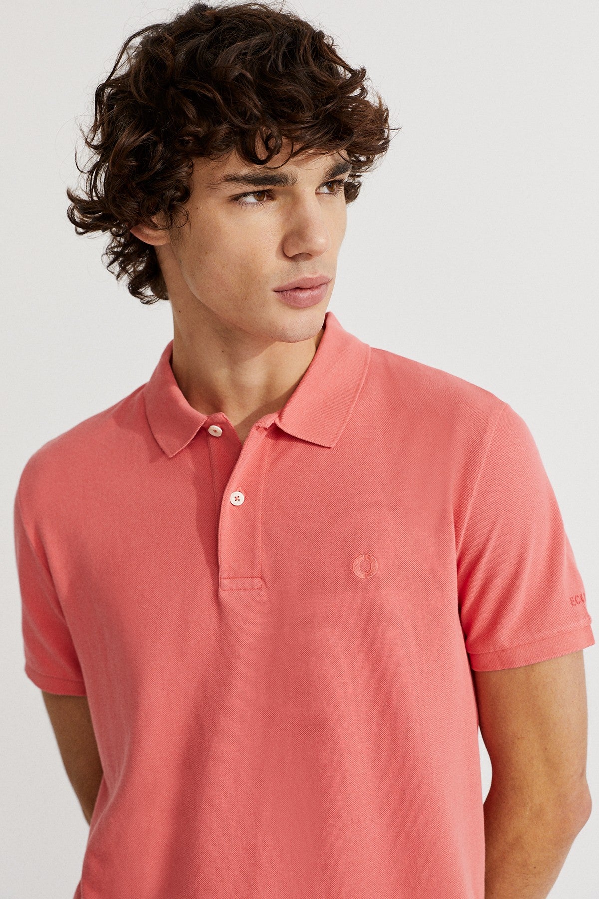 Polo slim piqué corail en coton bio et recyclé - Ted slim