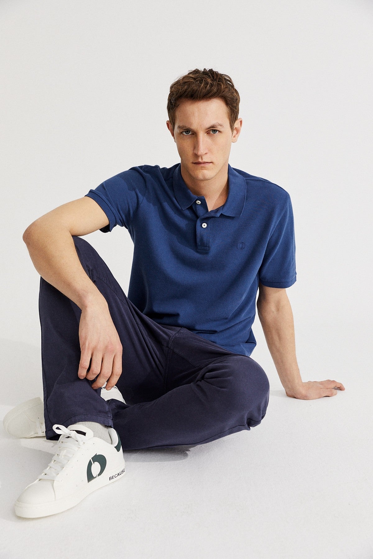 Polo piqué marine en coton bio - Ted regular
