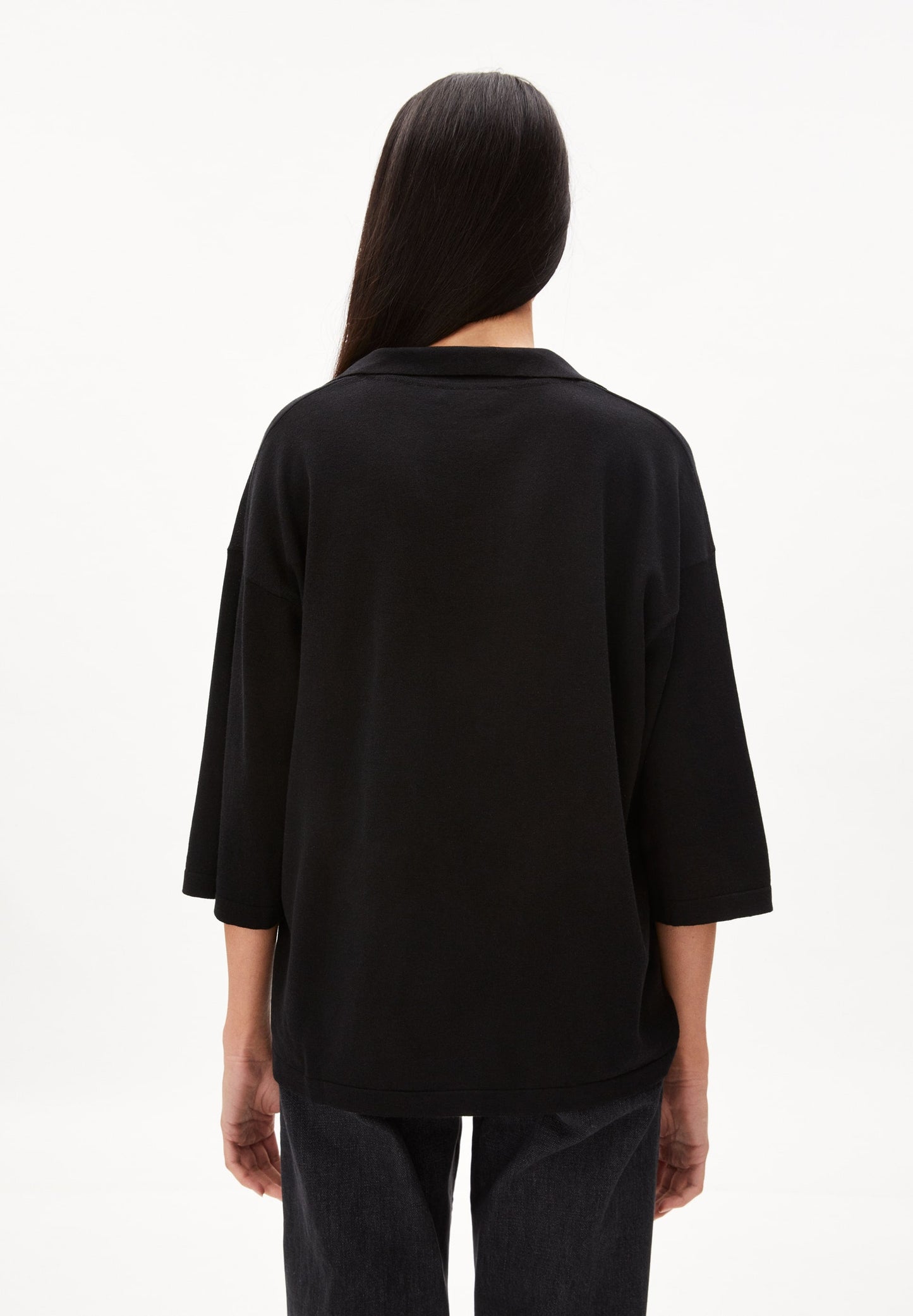 Pull léger noir en tencel et coton bio - polodaa black