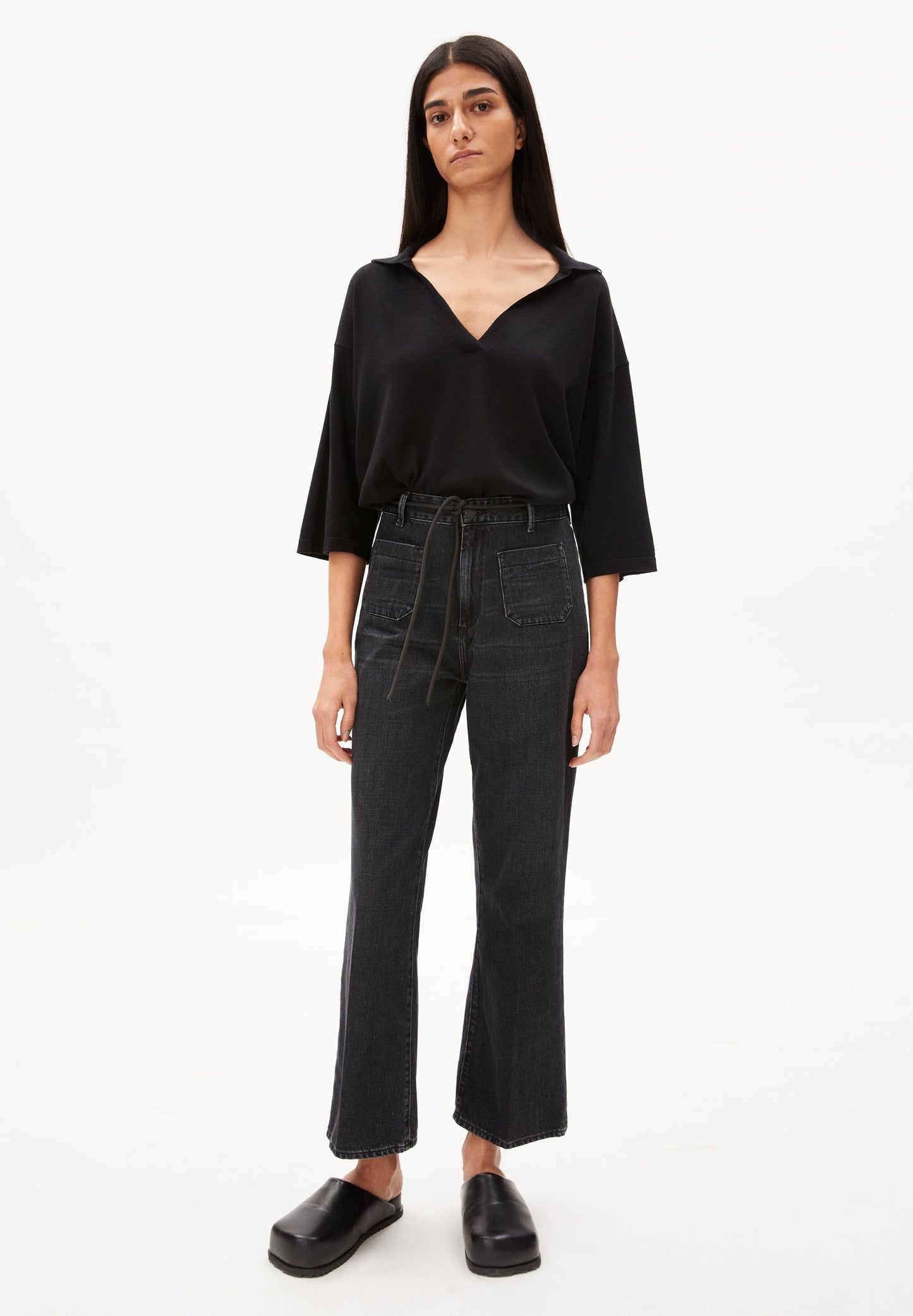 Pull léger noir en tencel et coton bio - polodaa black
