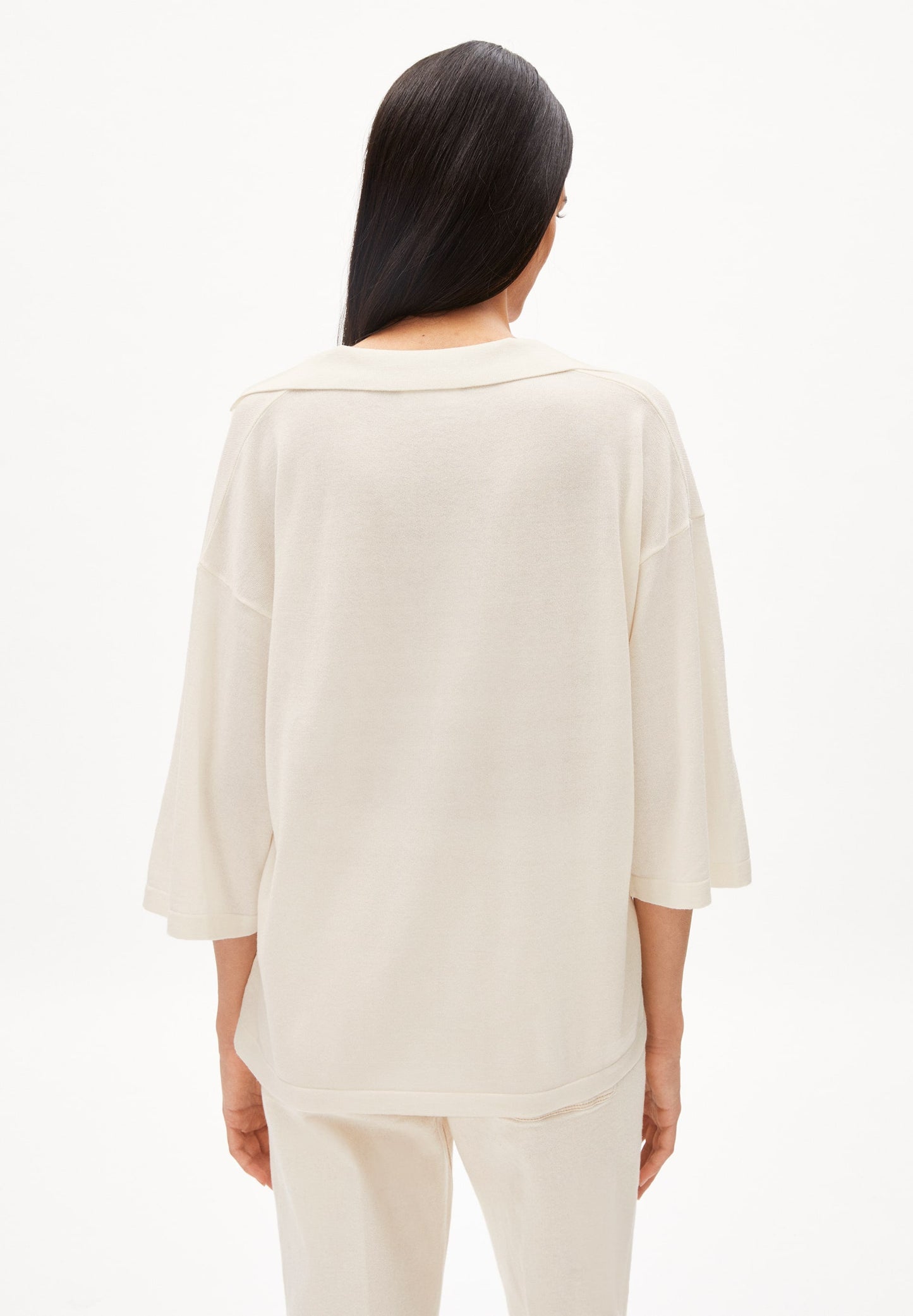 Pull léger écru en tencel et coton bio - polodaa oatmilk