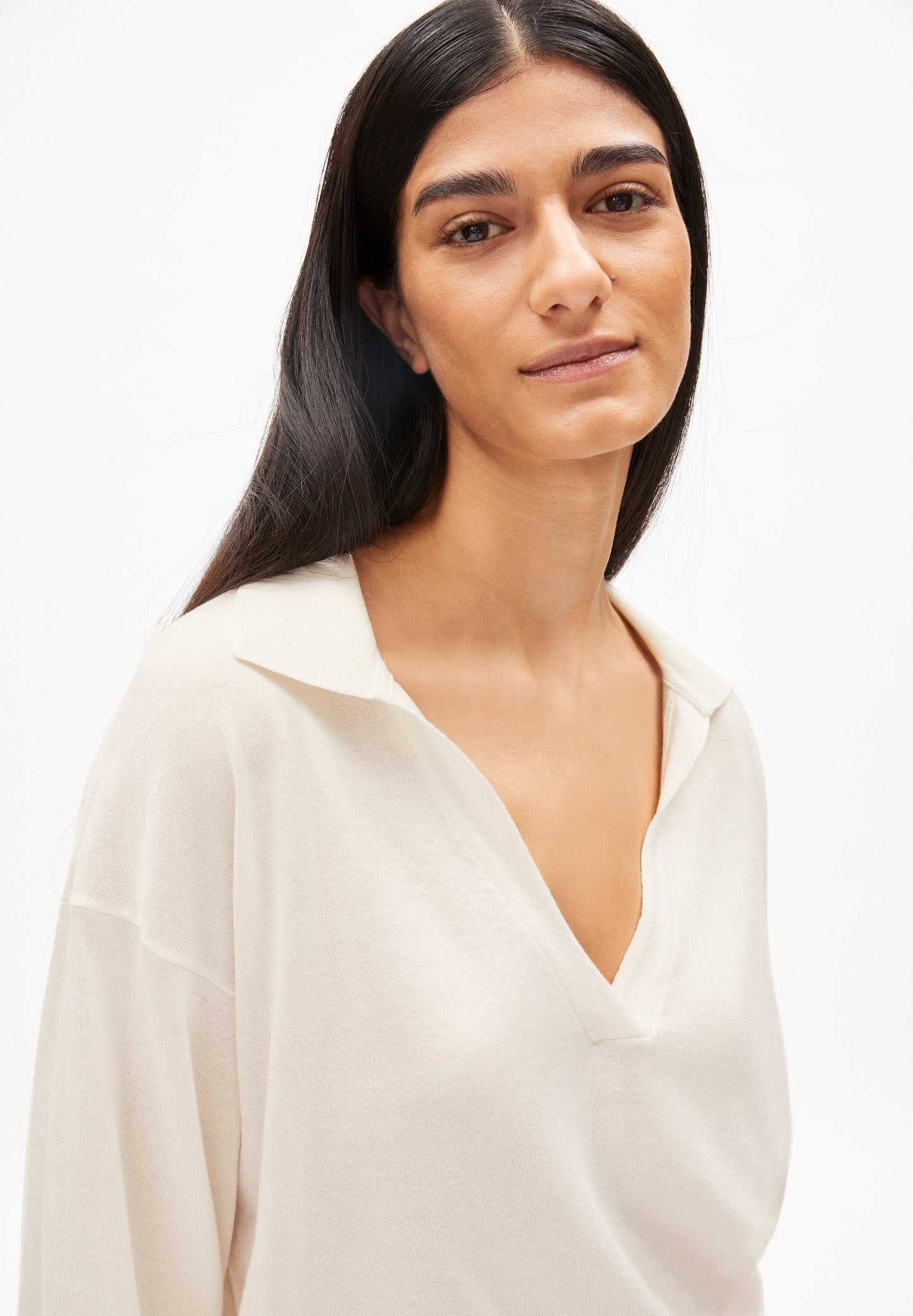 Pull léger écru en tencel et coton bio - polodaa oatmilk