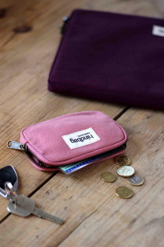 Porte-monnaie en coton bio | Rose "lili blush"