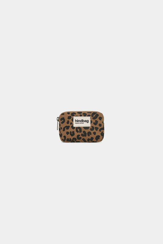 Porte-monnaie en coton bio | teddy "lili leopard canelle"