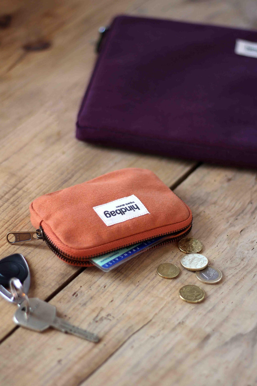 Porte-monnaie en coton bio | orange "lili sienne"