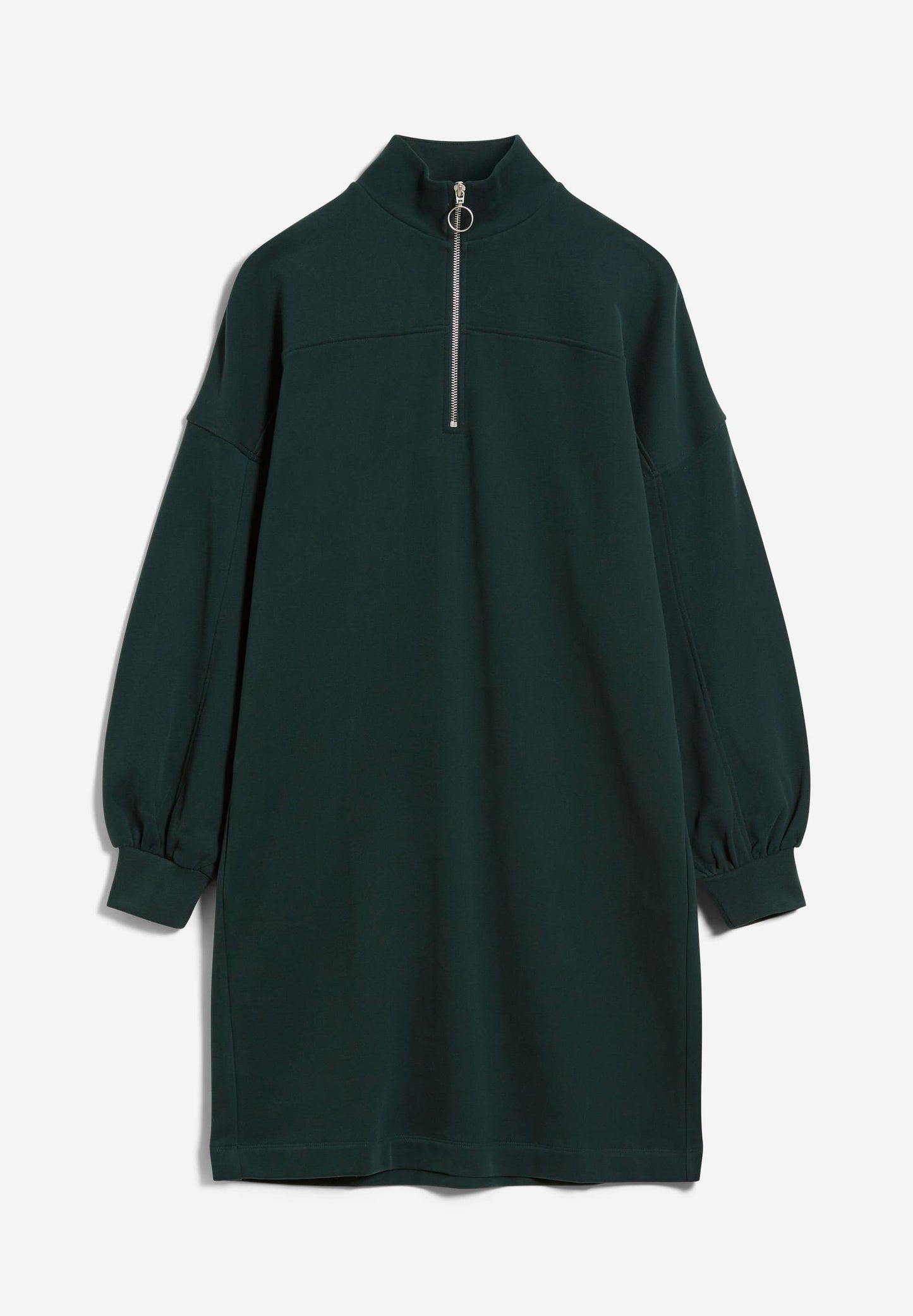 Robe pull zippée verte foncée en coton bio - poulaa dark scarab