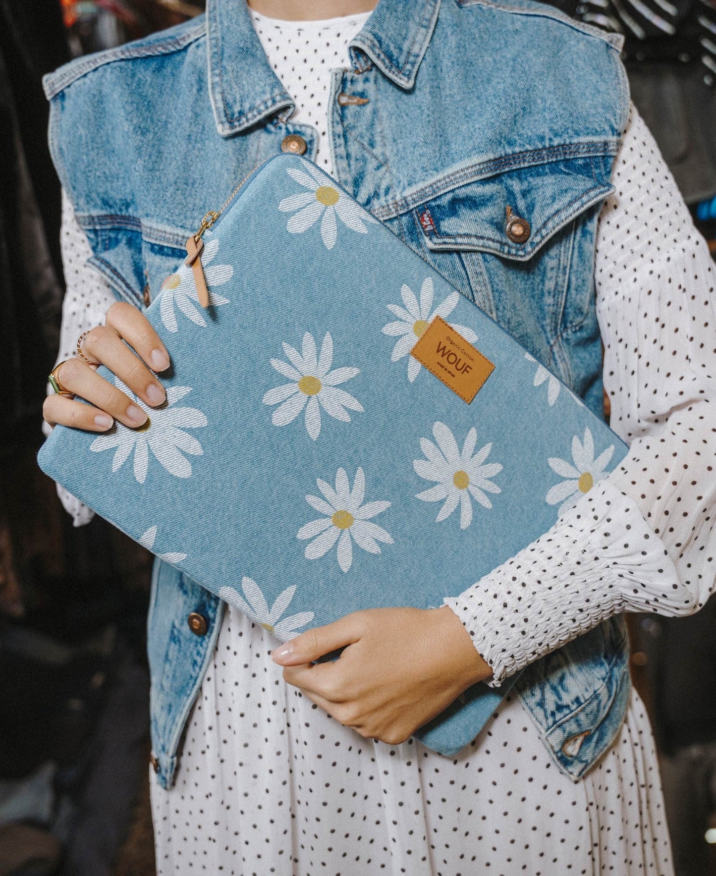 Pochette ordinateur en denim de coton bio | drew laptop sleeve 13" & 14"