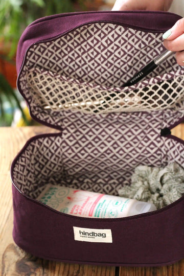 Trousse de toilette en coton bio | prune "gaspard prune"