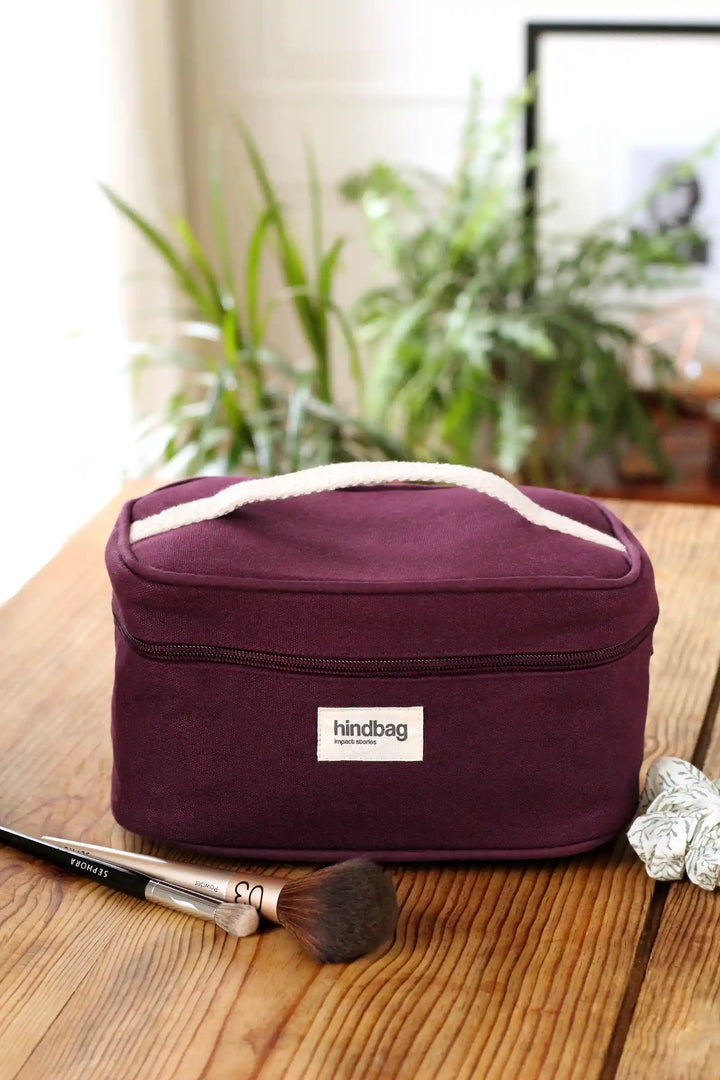 Trousse de toilette en coton bio | prune "gaspard prune"