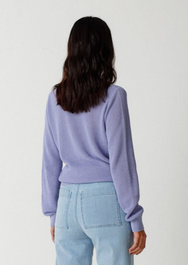 Pull en tricot de coton bio | violet "iradi gots sweater violet blue"