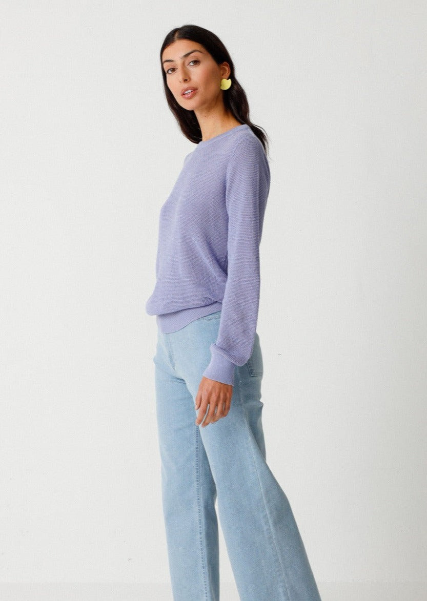 Pull en tricot de coton bio | violet "iradi gots sweater violet blue"