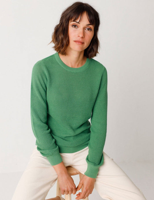 Pull en tricot de coton bio | Vert "iradi vert herbe"