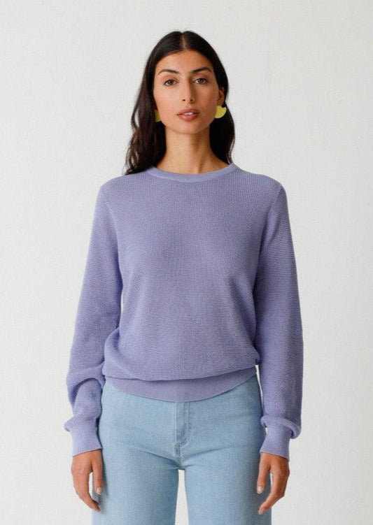 Pull en tricot de coton bio | violet "iradi gots sweater violet blue"