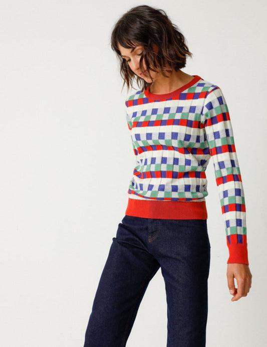 Pull en tricot de coton bio | multicolore "iradi gots sweater multicolour"