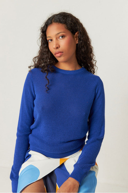Pull en coton bio | bleu "iradi sweater - indigo blue"