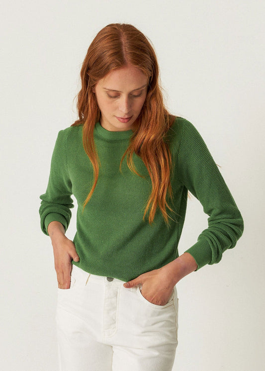 Pull en coton bio | vert "Iradi sweater - basil green"