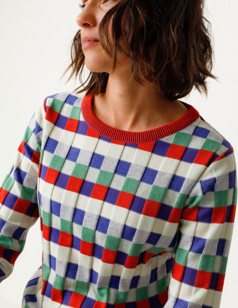 Pull en tricot de coton bio | multicolore "iradi gots sweater multicolour"