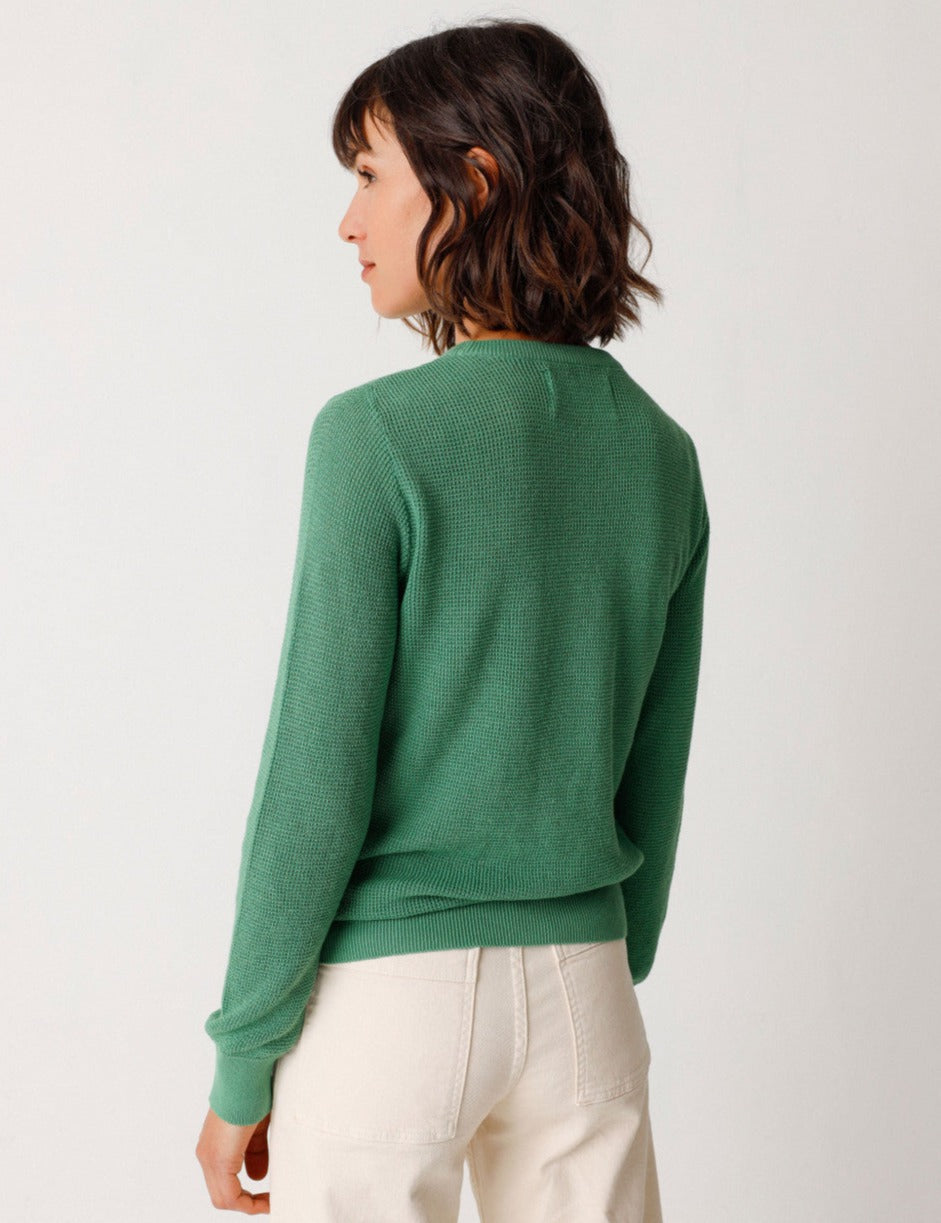 Pull en tricot de coton bio | Vert "iradi vert herbe"