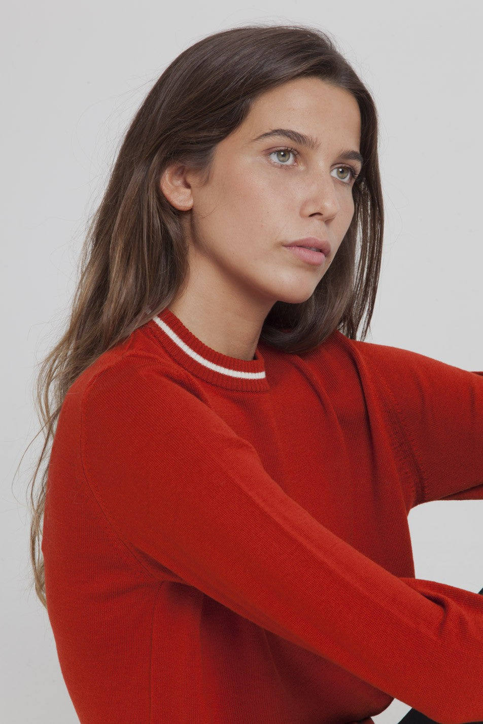 Pull fin rouge citrouille en laine mérinos bio