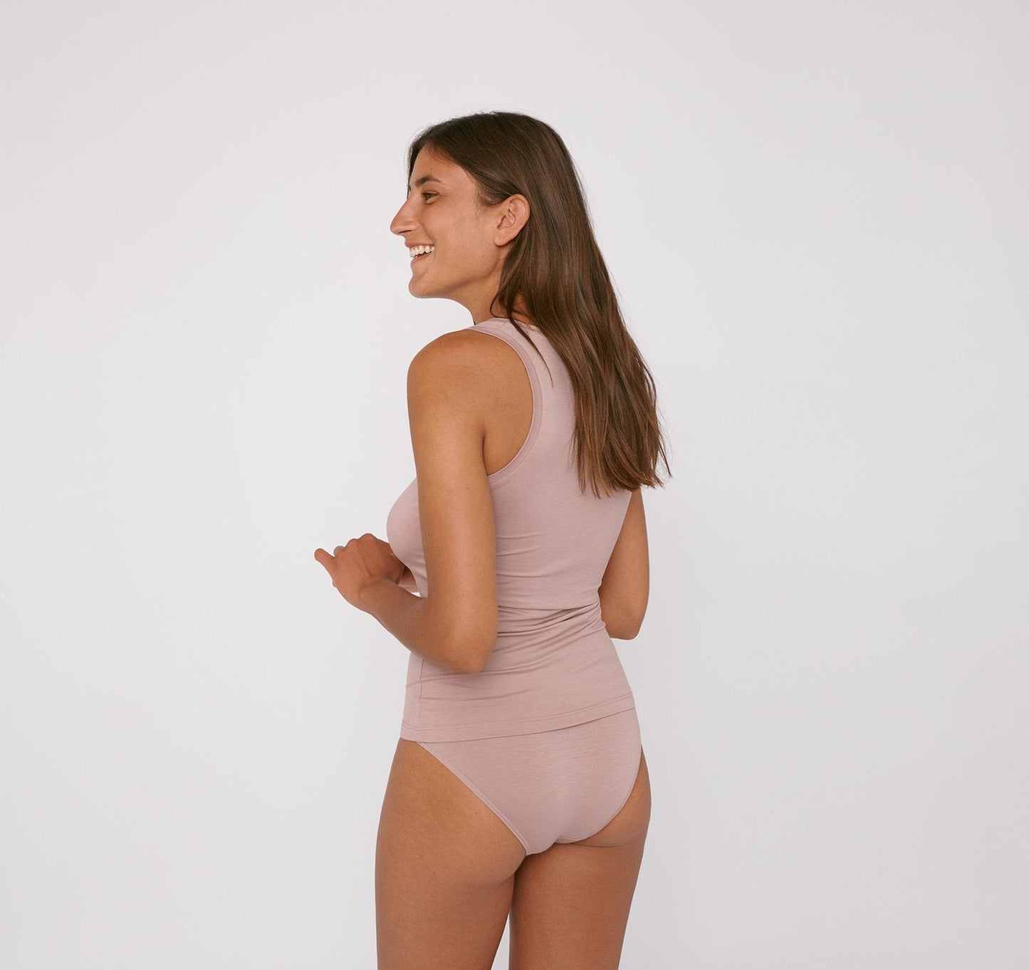 Débardeur rose nude en tencel - dusty rose