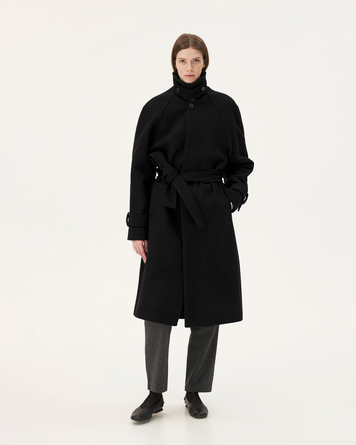 Manteau en laine et cachemire recyclé | noir "verlaine"