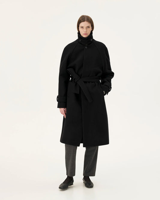 Manteau en laine et cachemire recyclé | noir "verlaine"