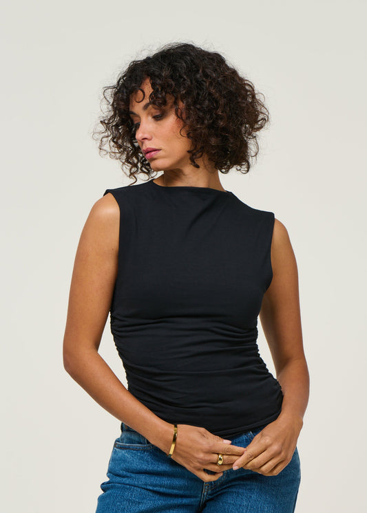 Top sans manches en coton bio | Noir "rafo black"
