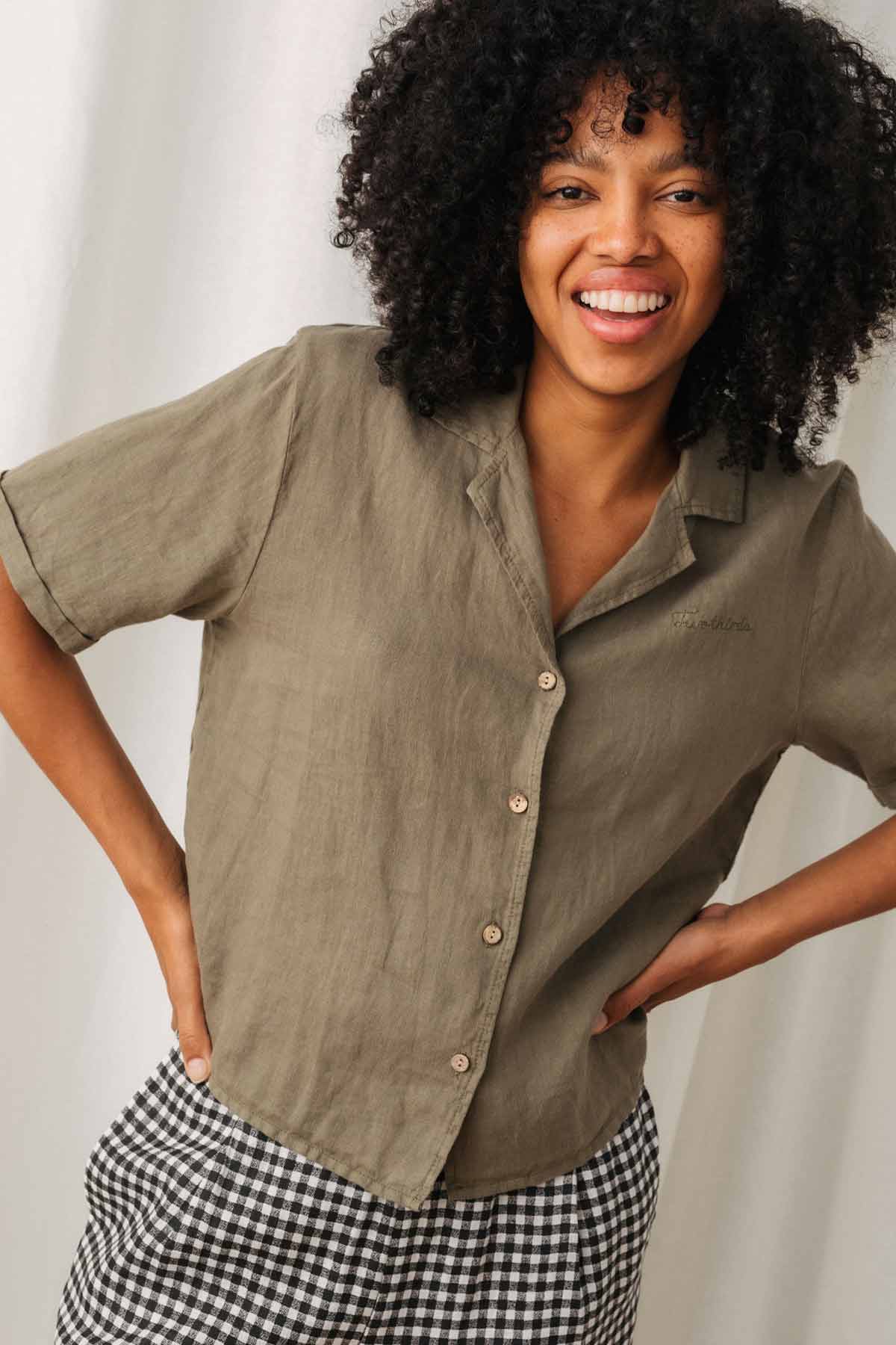 Chemise en lin | beige "Rano - light khaki"