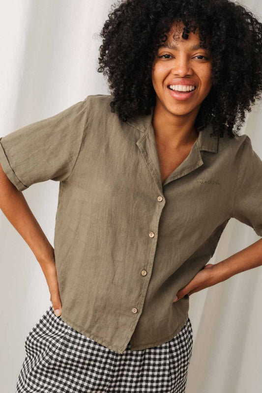 Chemise en lin | beige "Rano - light khaki"