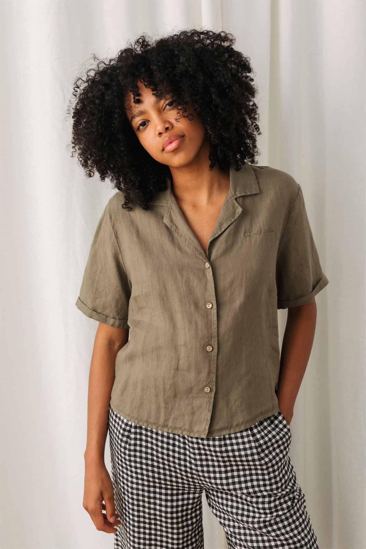 Chemise en lin | beige "Rano - light khaki"
