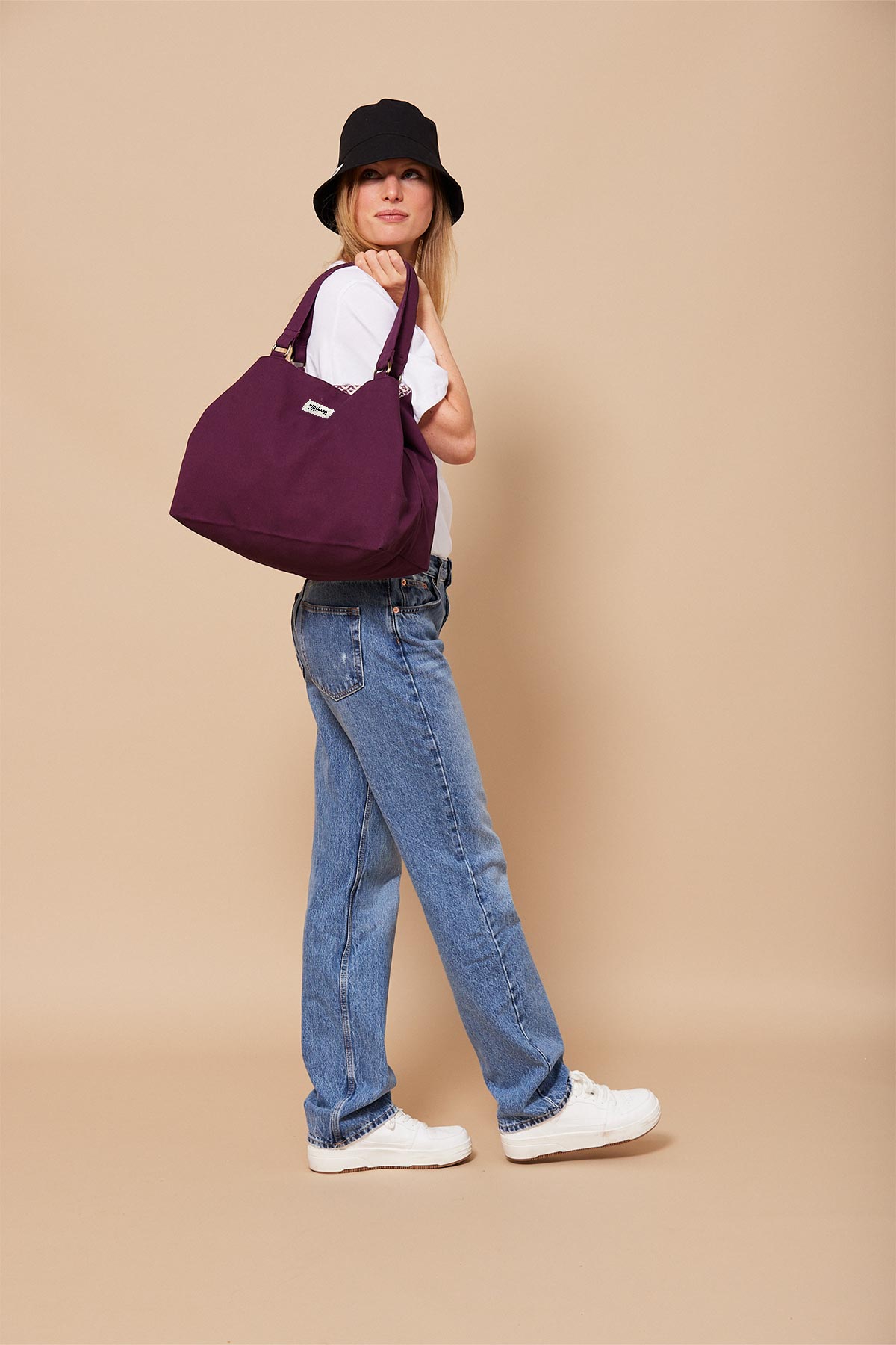 Sac cabas en coton bio | Prune "raphaëlle prune"