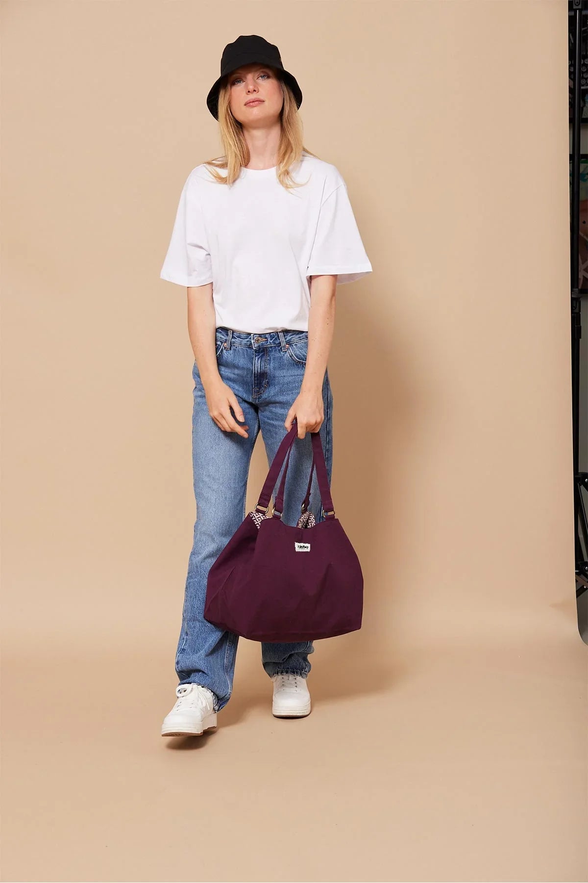 Sac cabas en coton bio | Prune "raphaëlle prune"