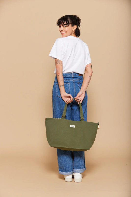 Sac cabas en coton bio | Olive "raphaëlle olive"
