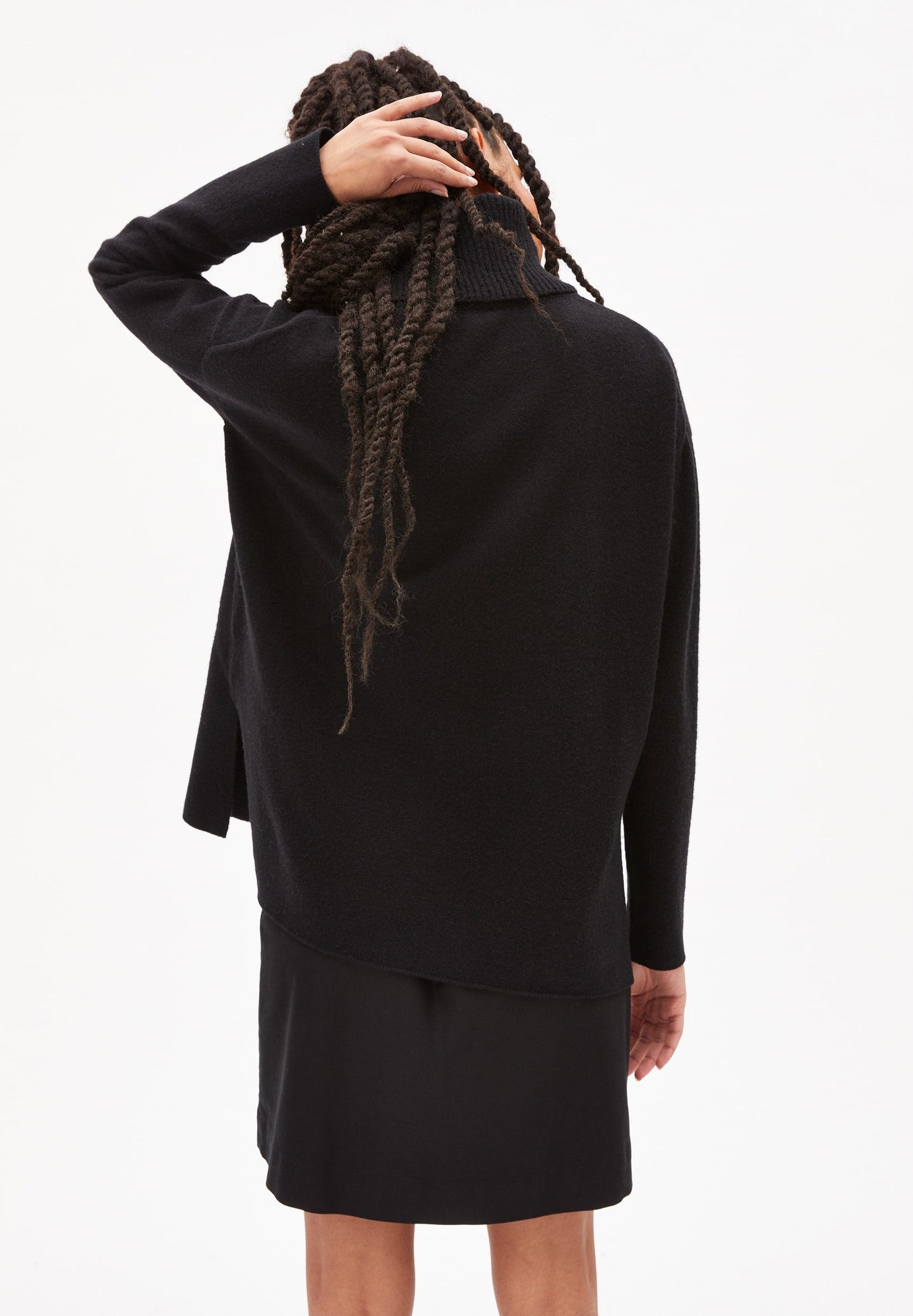 Pull col roulé noir en laine bio et recyclée - RAYAA black
