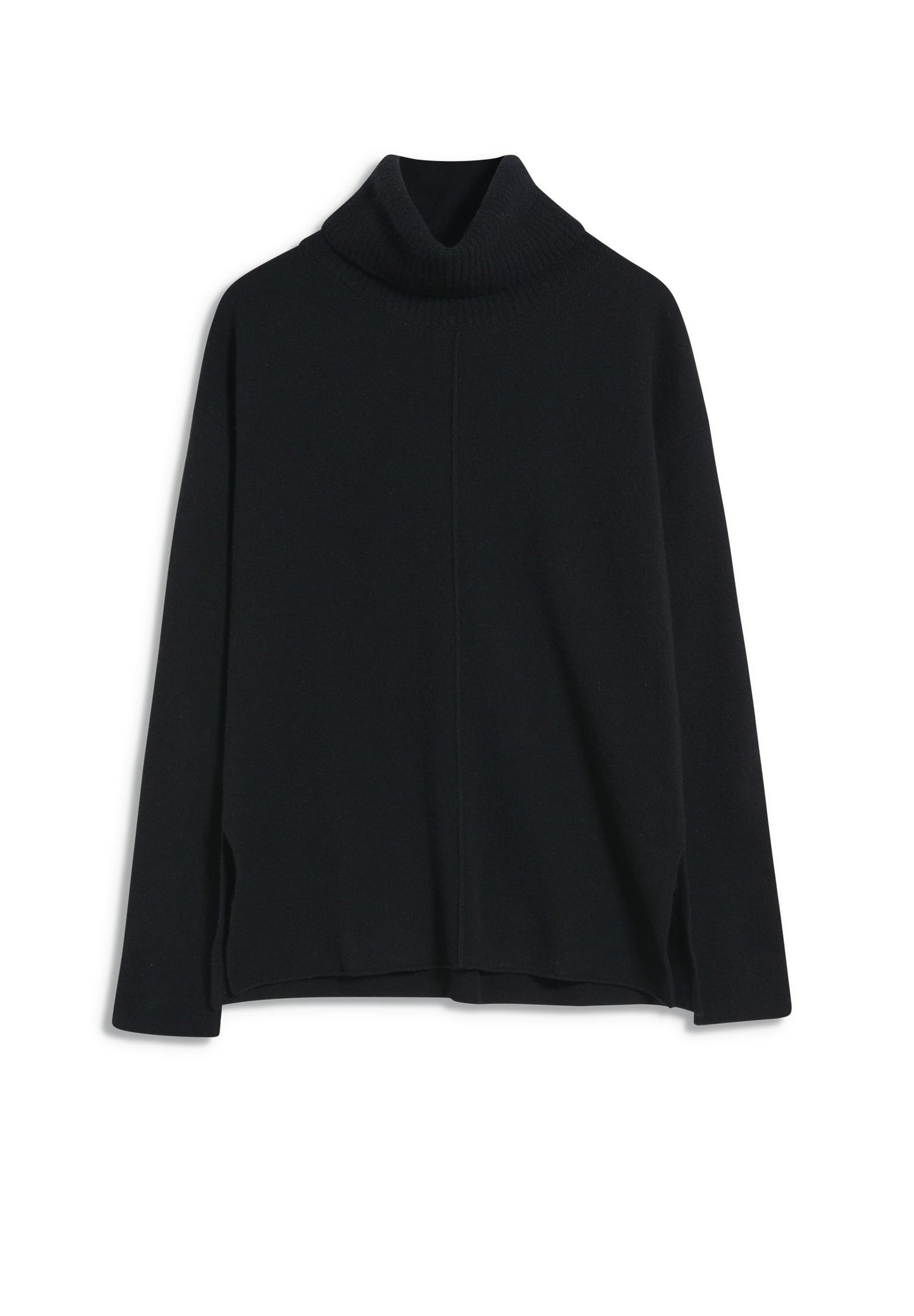 Pull col roulé noir en laine bio et recyclée - RAYAA black