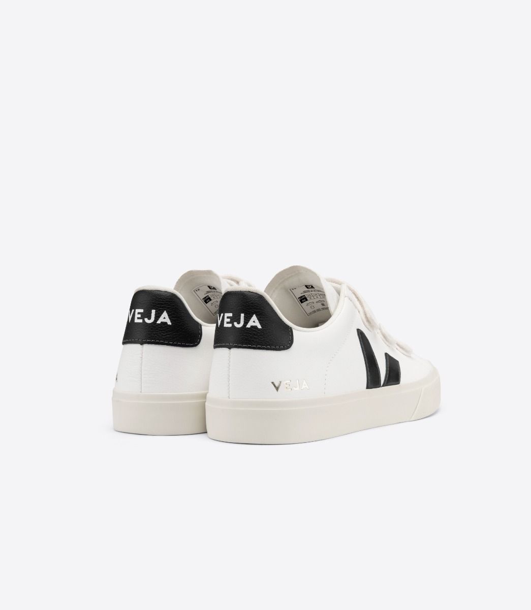 Baskets à scratchs en cuir sans chrome | noir "recife chromefree leather white black"