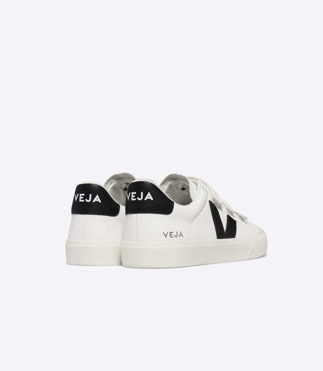 Baskets à scratchs en cuir certifié | blanc et noir "recife chromefree leather ex white black"